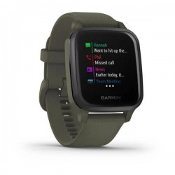 Смарт-часы Garmin Venu Sq NFC Music с серым безелем и темно-зеленым ремешком (010-02426-13)
