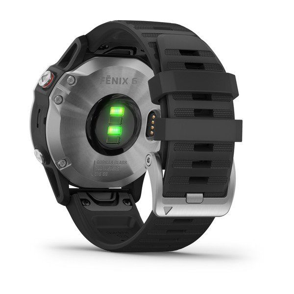 Мультиспортивные часы Garmin Fenix 6 с gps, серебристые с черным ремешком