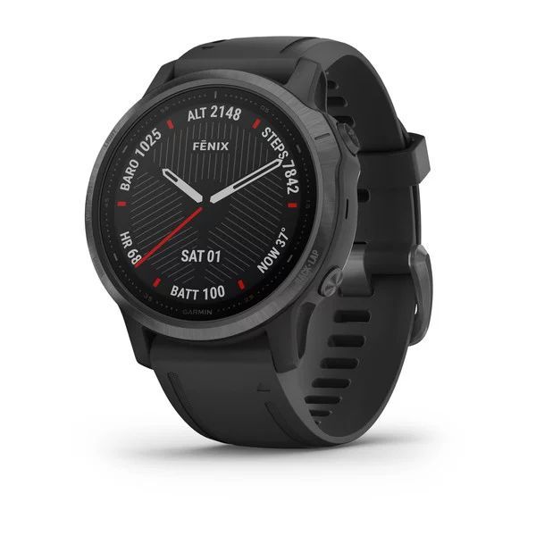 Мультиспортивные часы Garmin Fenix 6s sapphire с gps, серые с черным ремешком