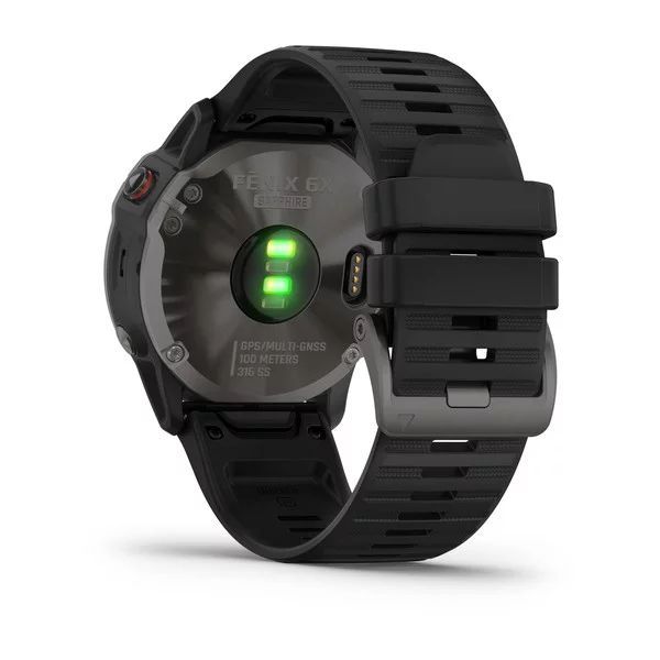 Мультиспортивные часы Garmin Fenix 6x sapphire с gps, серые DLC с черным ремешком