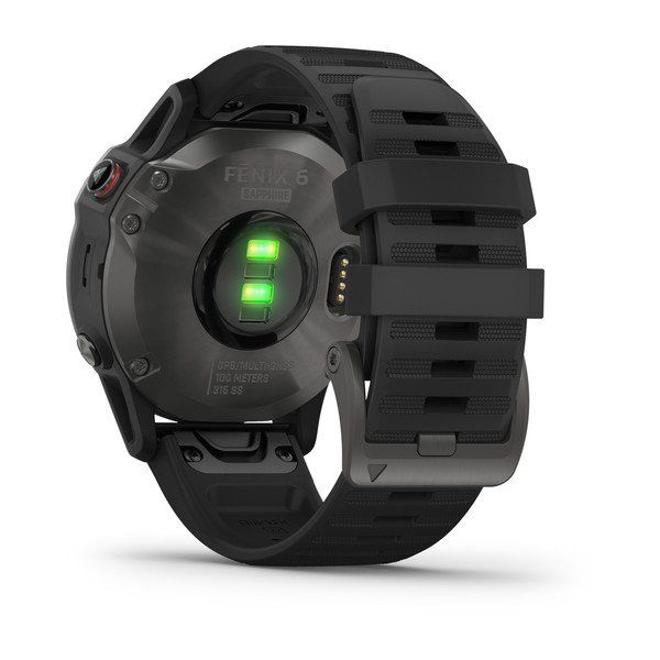 Мультиспортивные часы Garmin Fenix 6 sapphire с gps, серые с черным ремешком