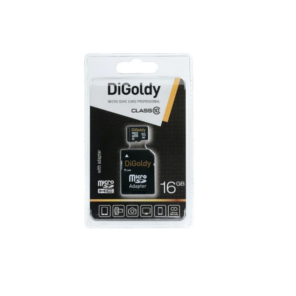 Карта памяти 16GB microSDHC Class10 DiGoldy с адаптером