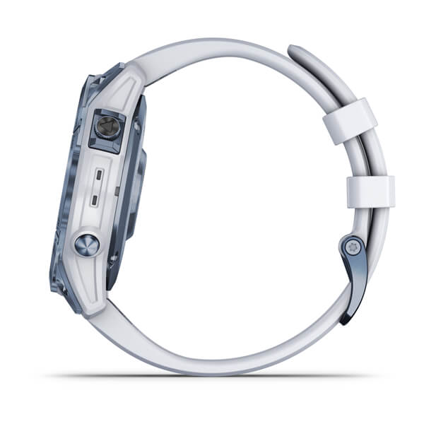 Мультиспорт.часы Garmin Fenix 7 Sapphire Solar, DLC-покрытие,синие с белым ремешком (010-02540-25)