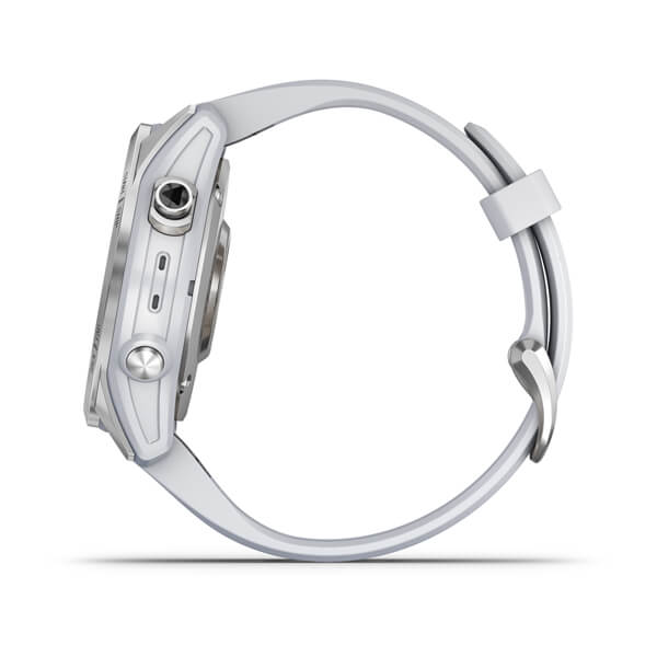 Мультиспорт.часы Garmin Fenix 7s,серебристые с белым силиконовым ремешком (010-02539-03)