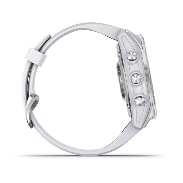 Мультиспорт.часы Garmin Fenix 7s,серебристые с белым силиконовым ремешком (010-02539-03)