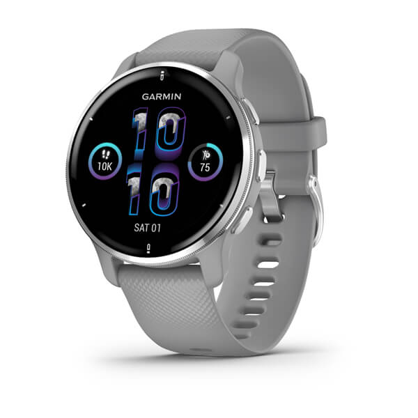 Смарт-часы Garmin Venu 2 PLUS, GPS, серые с серебр. безелем, с силиконовым ремешком (010-02496-10)