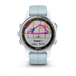 Спортивные часы Garmin FENIX 5S PLUS белые с голубым ремешком