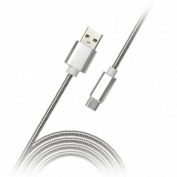 Дата-кабель SmartBuy USB-A штекер - USB-micro штекер, металл, 1.2м, серебро (iK-12silver met)