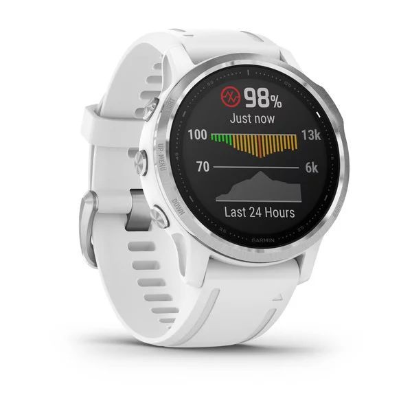 Мультиспортивные часы Garmin Fenix 6s с gps, серебристые с белым ремешком