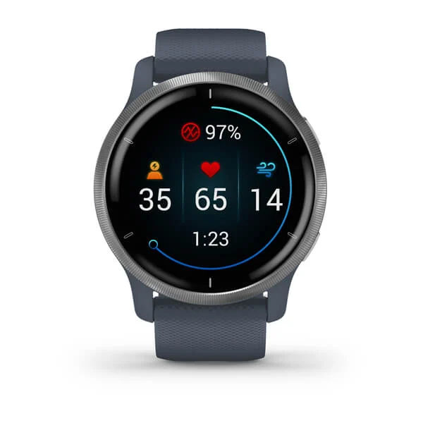 Смарт-часы Garmin Venu 2, Wi-Fi, GPS, синий гранит с силиконовым ремешком (010-02430-10)