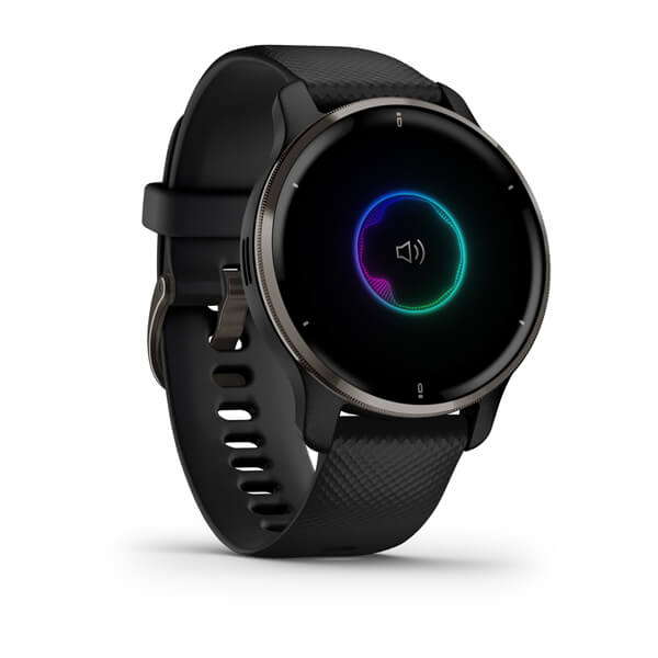 Смарт-часы Garmin Venu 2 PLUS, GPS, черные  с серым безелем, с силиконовым ремешком (010-02496-11)