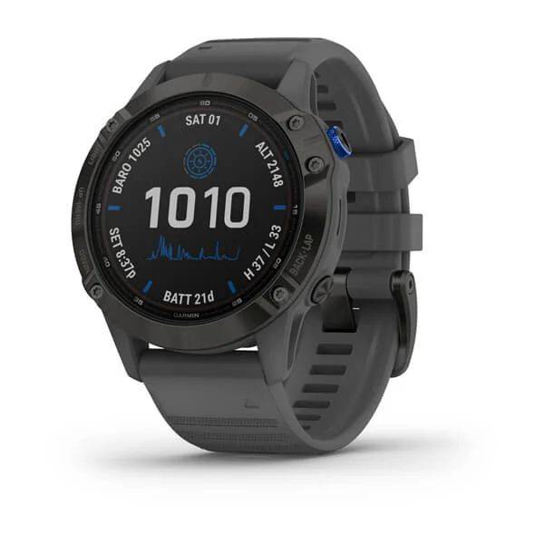 Мультиспортивные часы Garmin Fenix 6 Pro Solar с GPS, черный с серым ремешком (010-02410-11)