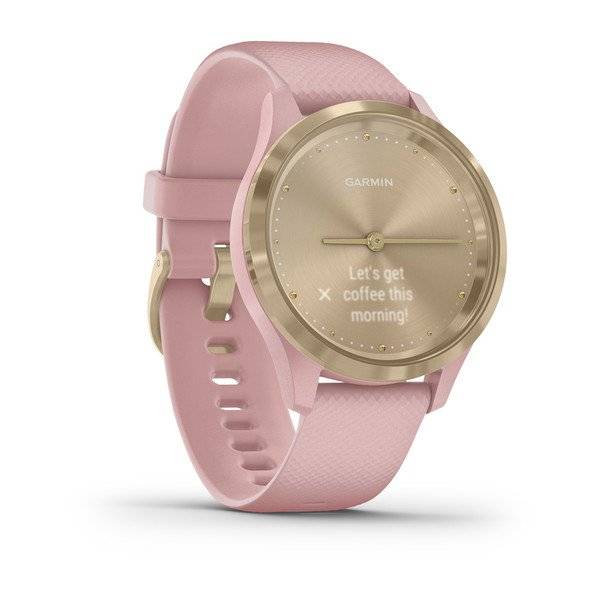 Часы Garmin Vivomove 3s, золотистый циф-блат с розовым ремешком