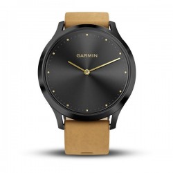 Спортивные часы Garmin VivoMove HR черный оникс с светло-коричневым кожаным ремешком  