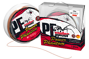 Шнур Power Phantom 8x, PE Spider (135м, оранжевый #4, 0,3мм, 31,3кг)