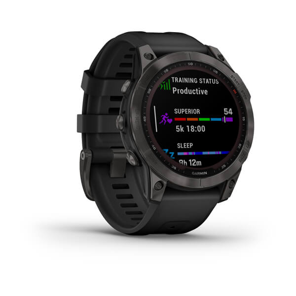 Мультиспорт.часы Garmin Fenix 7 Sapphire Solar, DLC-покрытие,черные с черным ремешком (010-02540-35)