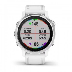 Мультиспортивные часы Garmin Fenix 6s с gps, серебристые с белым ремешком