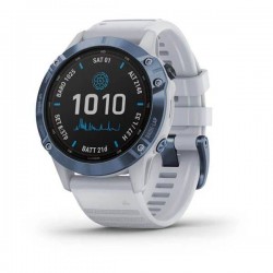 Мультиспортивные часы Garmin Fenix 6 Pro Solar с GPS, синий минерал с белым ремешком (010-02410-19)
