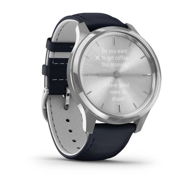 Часы Garmin Vivomove Luxe серебр. с итал. кож. синим ремешком (010-02241-20)