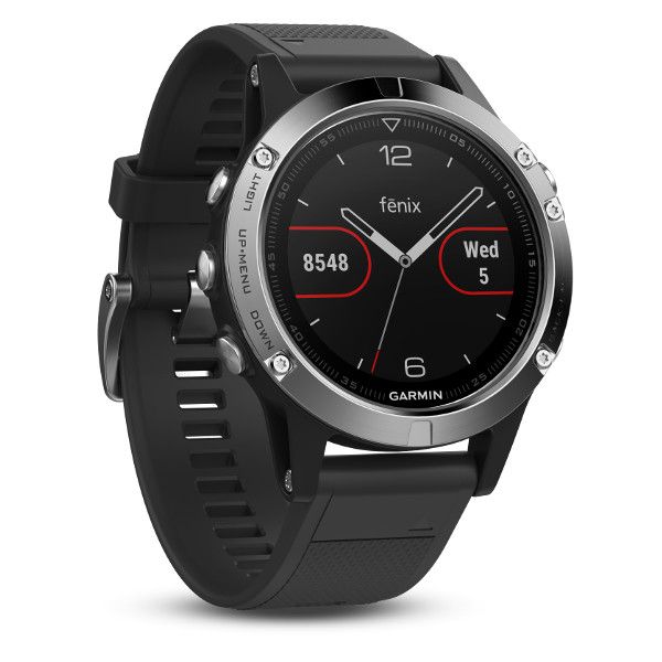 Спортивные часы Garmin FENIX 5 серебристые с черным ремешком
