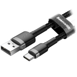 Кабель Baseus Cafule Type-C 3A 1m gray + black