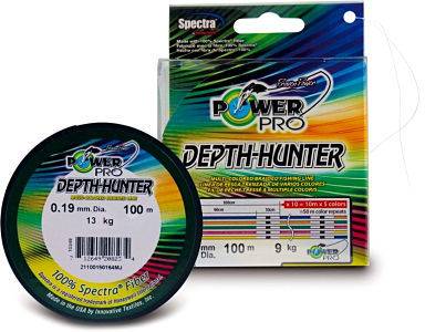 Леска плетеная Power Pro Depth Hunter (200м, разноцветная, 0,23мм, 15кг)