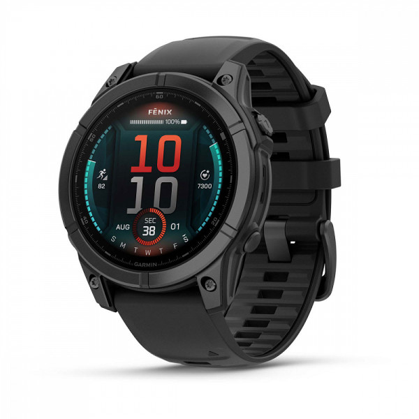 Часы Garmin Fenix ​​8 47 мм AMOLED сапфирово-титановый с оранжево/графитовым ремешком