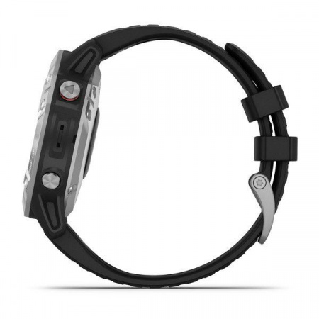 Мультиспортивные часы Garmin Fenix 6 с gps, серебристые с черным ремешком