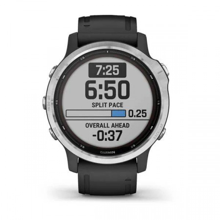 Мультиспортивные часы Garmin Fenix 6S Solar GPS, серебр. с черным ремешком (010-02409-00)