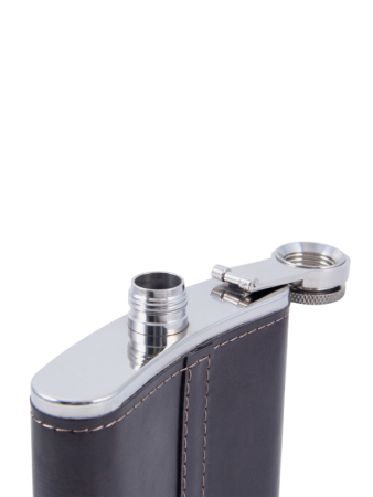 Фляжка «СЛЕДОПЫТ - Browny » в кож. оплете, 210 мл, цв. корич/100/