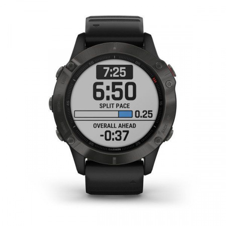 Мультиспортивные часы Garmin Fenix 6 sapphire с gps, серые с черным ремешком
