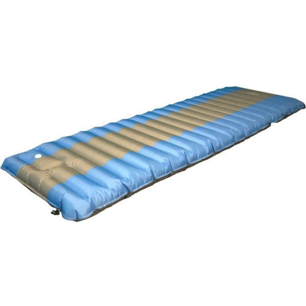 Матрас кемпинговый надувной "СЛЕДОПЫТ" с насосом, 190x60x12 cм, цв. голубой/серый