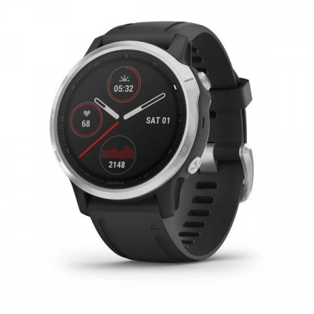 Мультиспортивные часы Garmin Fenix 6s с gps, серебристые с черным ремешком Мультиспортивные часы Garmin Fenix 6s с gps, серебристые с черным ремешком