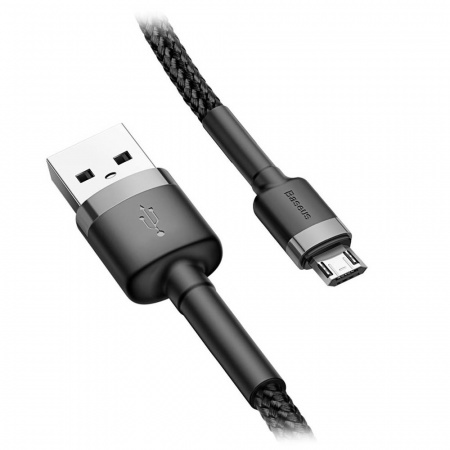 Кабель Baseus Cafule Cable USB For Micro 2.4A 1m gray + black (CAMKLF-BG1)