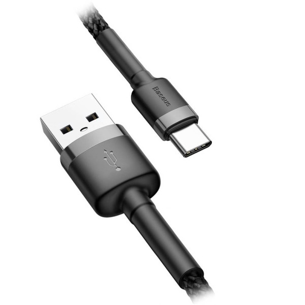 Кабель Baseus Cafule Type-C 2A 2m gray + black