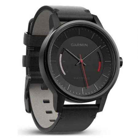 Спортивные часы Garmin VivoMove Classic с кожаным ремешком черные