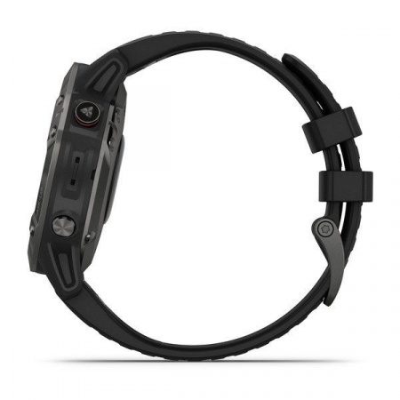 Мультиспортивные часы Garmin Fenix 6 sapphire с gps, серые с черным ремешком