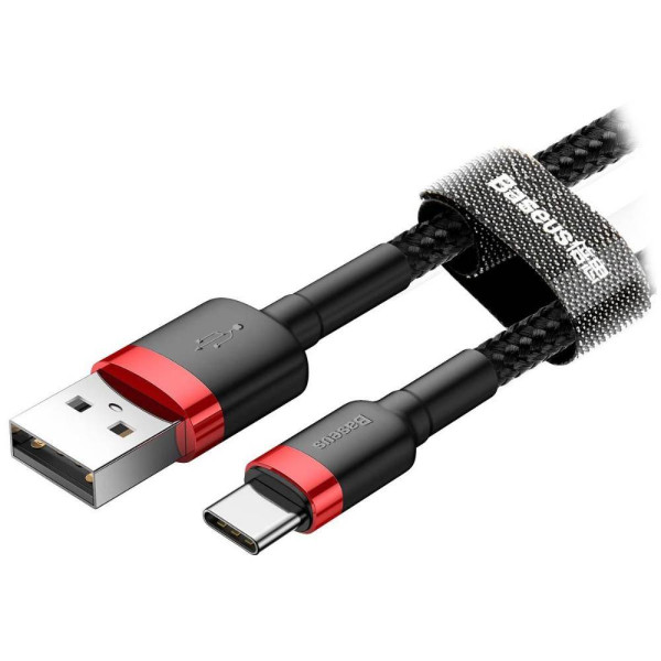 Кабель Baseus Cafule Type C 3A 1m red + black
