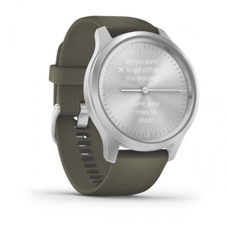Часы Garmin Vivomove Luxe серебристый с травяным ремешком