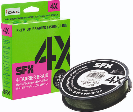 Леска плетеная SFX 4X (зеленая 135м PE 1.2, 0,185мм, 10кг SFX4B185GR150Y)