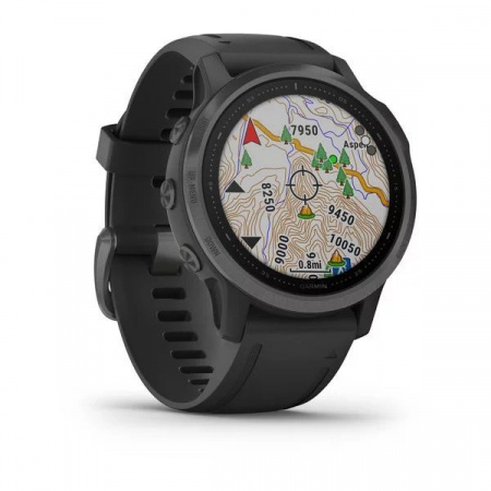 Мультиспортивные часы Garmin Fenix 6s sapphire с gps, серые с черным ремешком