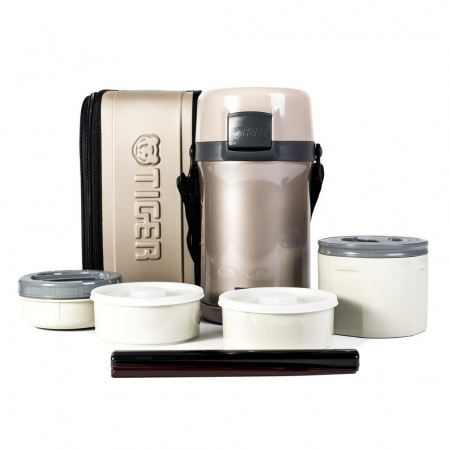 Термос для еды с контейнерами Tiger LWU-F200 Warm Silver