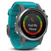 Спортивные часы Garmin Fenix 5s серебристые с бирюзовым ремешком