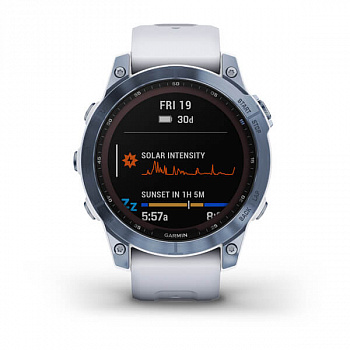 Мультиспорт.часы Garmin Fenix 7 Sapphire Solar, DLC-покрытие,синие с белым ремешком (010-02540-25) Мультиспорт.часы Garmin Fenix 7 Sapphire Solar, DLC-покрытие,синие с белым ремешком (010-02540-25)