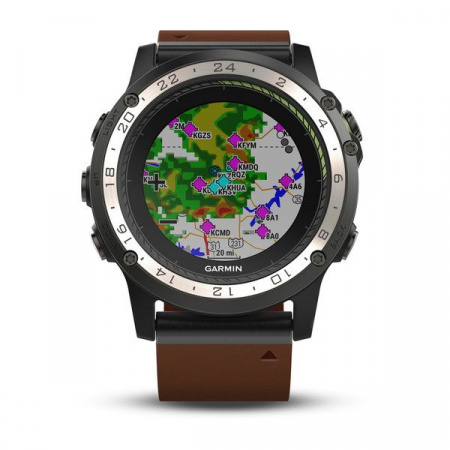 Навигатор-часы Garmin D2 Charlie, Titanium Bezel, с кожаным и силиконовым ремешками (010-01733-31)