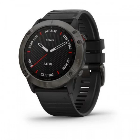 Мультиспортивные часы Garmin Fenix 6x sapphire с gps, серые DLC с черным ремешком Мультиспортивные часы Garmin Fenix 6x sapphire с gps, серые DLC с черным ремешком