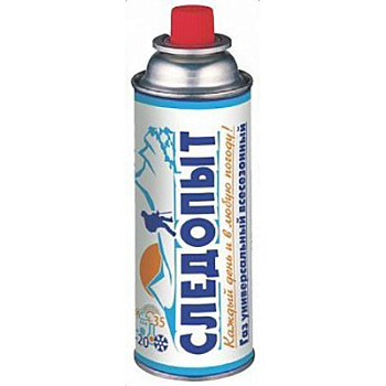 Баллон газовый "СЛЕДОПЫТ", метал. баллон, 220гр. цанг. (всесезонный) РОССИЯ