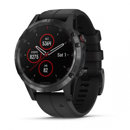 Спортивные часы Garmin FENIX 5S PLUS SAPPHIRE черные с черным ремешком
