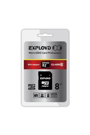 Карта памяти 8GB microSDHC Class10 Exployd с адаптером