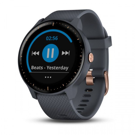 Спортивные часы Garmin VIVOACTIVE 3 MUSIC синий гранит розовое золото  